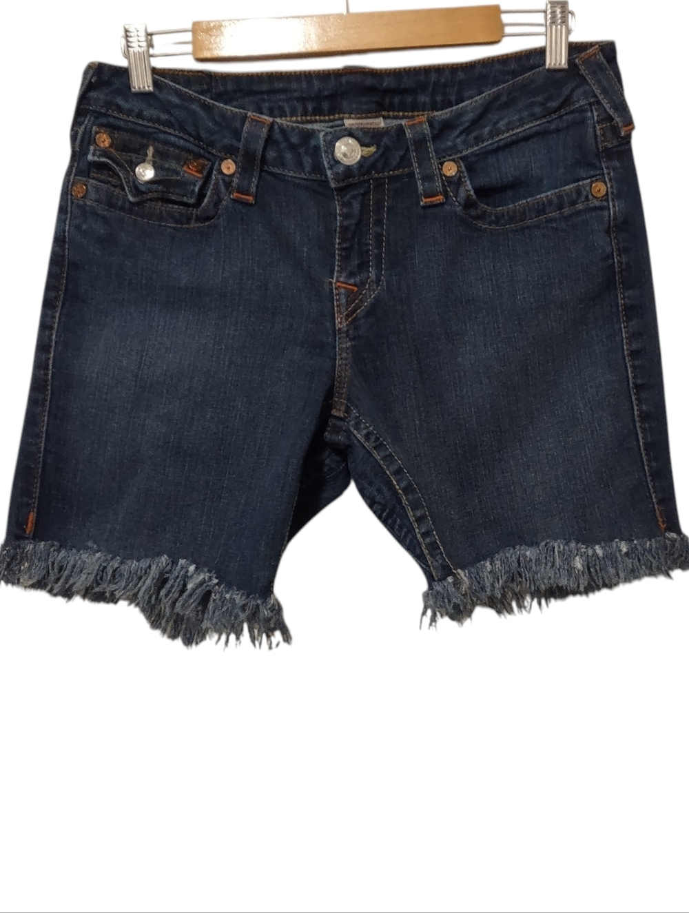 True Religion Cut-Out Denim Shorts